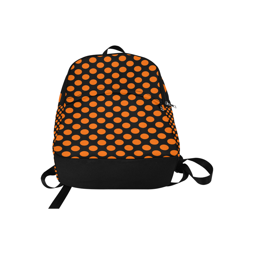 Orange Polka Dots on Black Fabric Backpack for Adult (Model 1659)