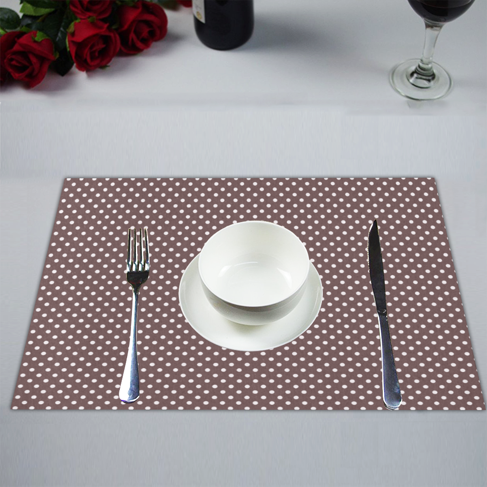 Chocolate brown polka dots Placemat 14’’ x 19’’ (Set of 2)