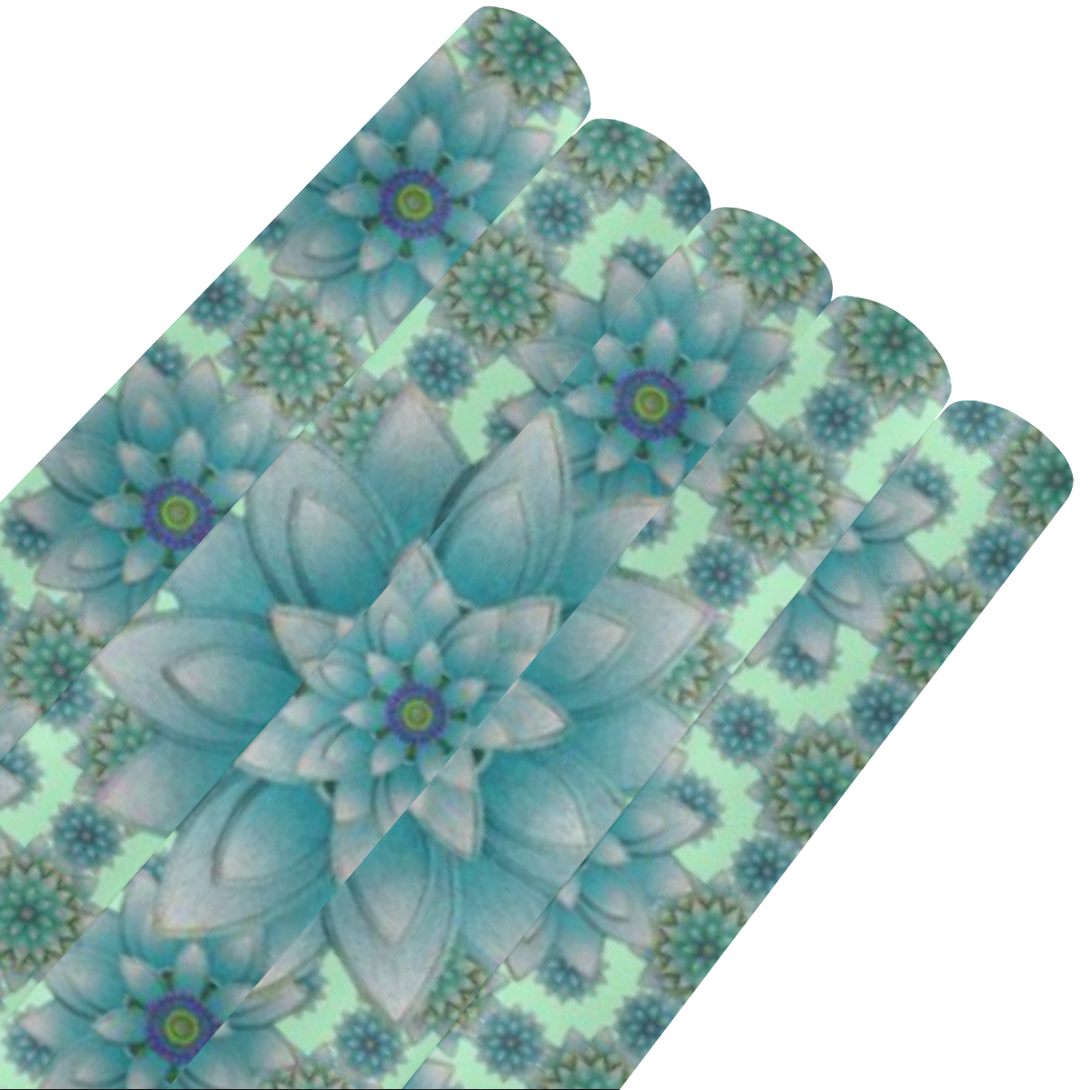 Happiness Turquoise Lotus pattern Gift Wrapping Paper 58"x 23" (5 Rolls)