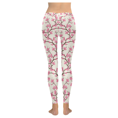 Cherry Blossom Women's Low Rise Leggings (Invisible Stitch) (Model L05)