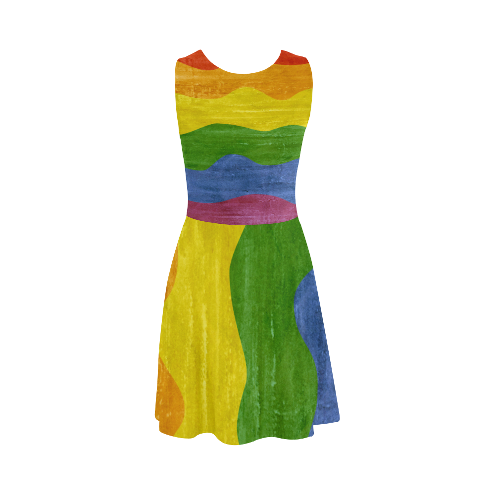 Gay Pride - Rainbow Flag Waves Stripes 3 Atalanta Sundress (Model D04)