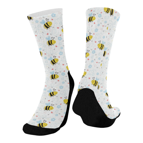 Cute Bee Pattern Mid-Calf Socks (Black Sole)