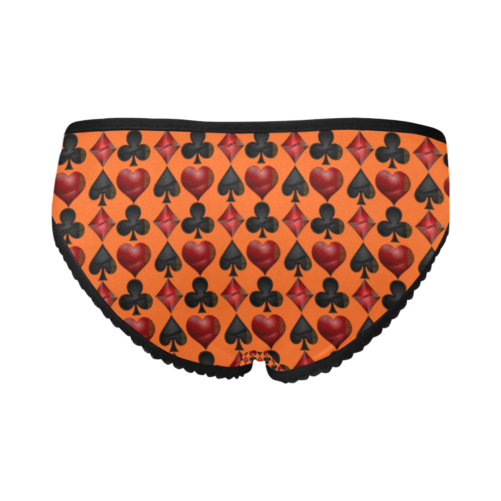 Black and Red Casino Poker Card Shapes Women's All Over Print Girl Briefs (Model L14)
