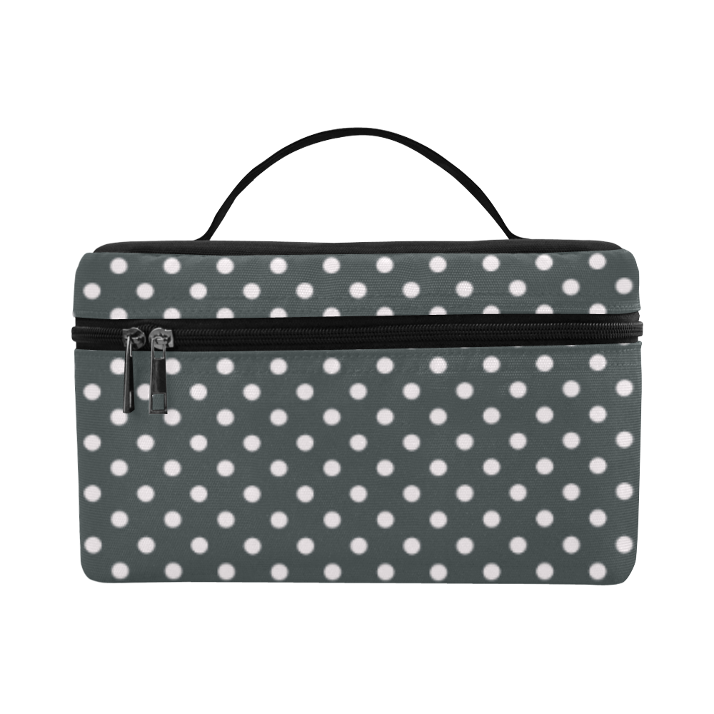 Silver polka dots Cosmetic Bag/Large (Model 1658)
