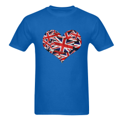 Union Jack British UK Flag Heart Men's T-Shirt in USA Size (Two Sides Printing)