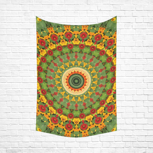 Garden Mandala Cotton Linen Wall Tapestry 60"x 90"