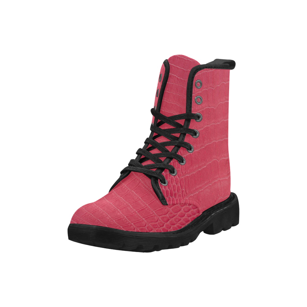 Red Snake Skin Martin Boots for Men (Black) (Model 1203H)