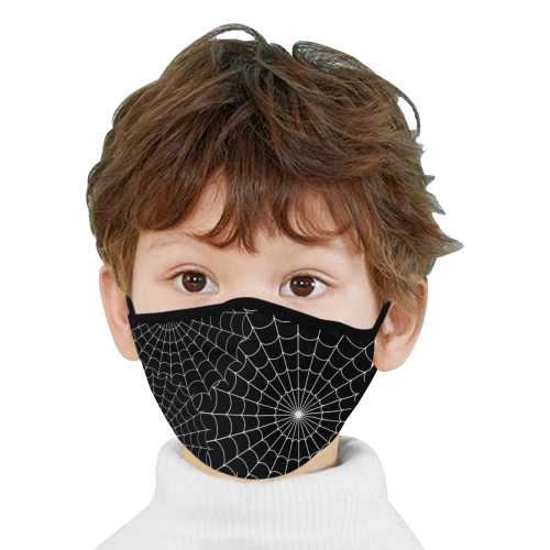 Halloween Spiderwebs - White on Black Mouth Mask