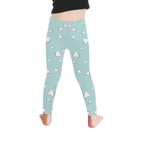 White Hearts Floating on Bleached Coral Kid's Ankle Length Leggings (Model L06)