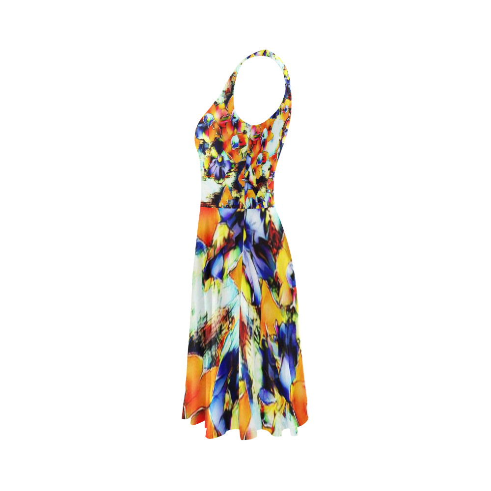 Floral (Yellow, Orange, Blue and Green) Dress Design By Me by Doris Clay-Kersey Sleeveless Ice Skater Dress (D19)