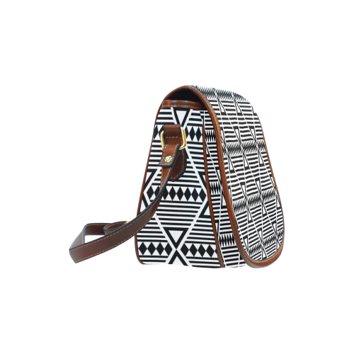 Black Aztec Tribal Saddle Bag/Small (Model 1649) Full Customization