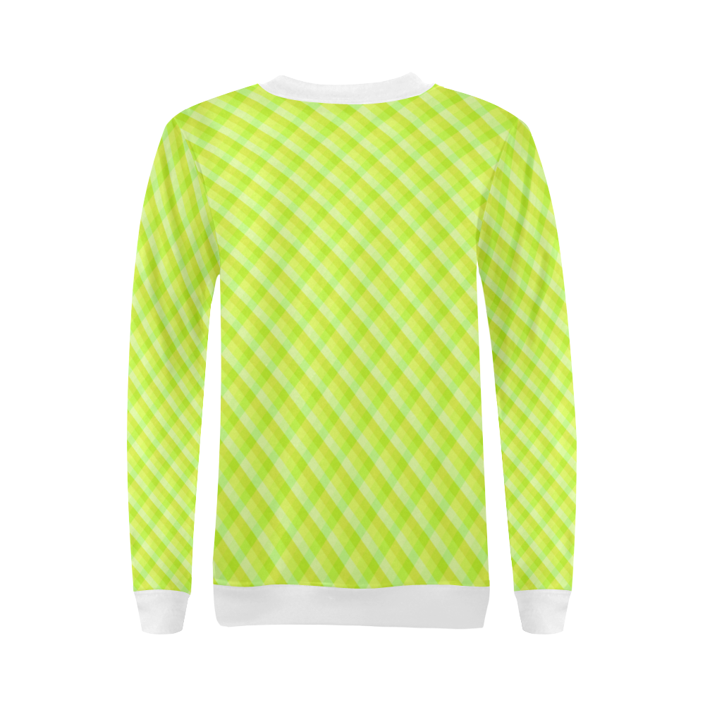 Yellow and green plaid pattern All Over Print Crewneck Sweatshirt for Women (Model H18)