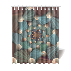 Modern Abstract Fractal Art With Depth Brown Slate Turquoise Shower Curtain 69"x84"
