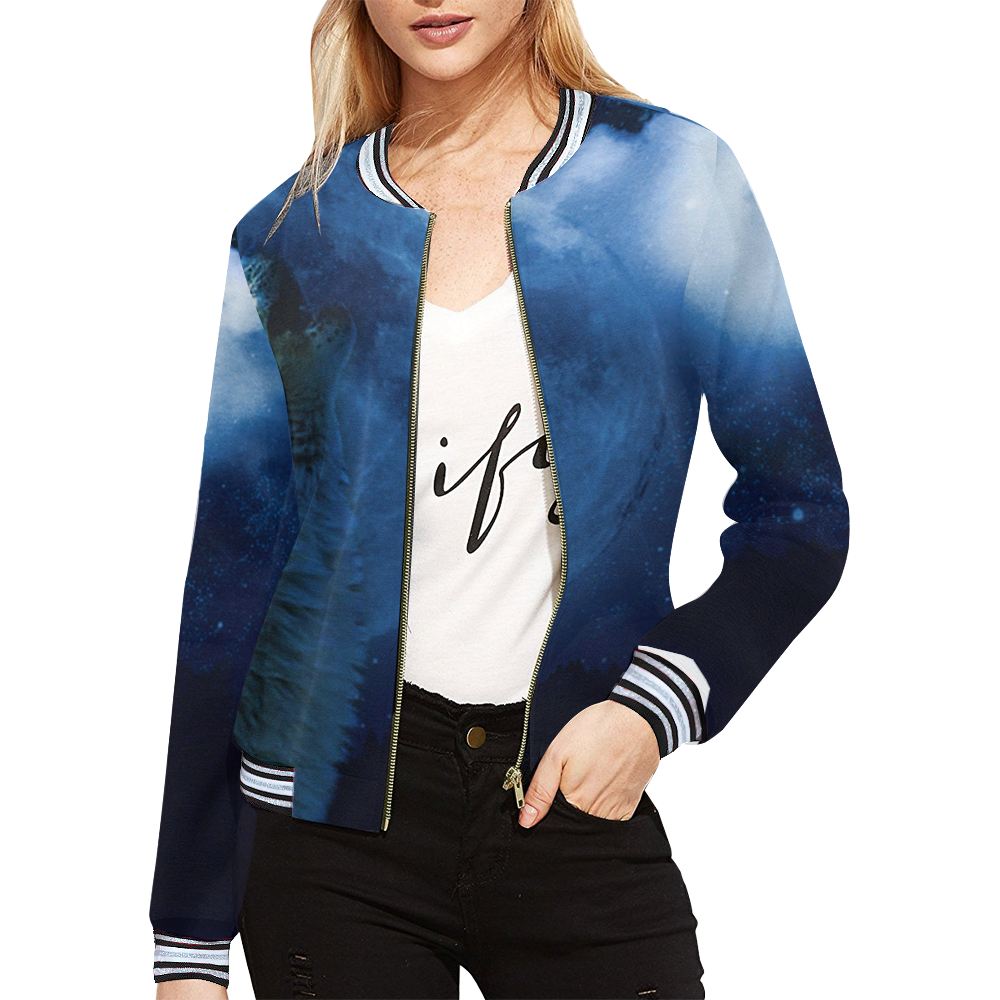 The Howling All Over Print Bomber Jacket for Women (Model H21)