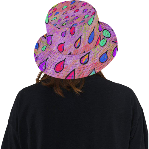 Rainbow Raindrops All Over Print Bucket Hat