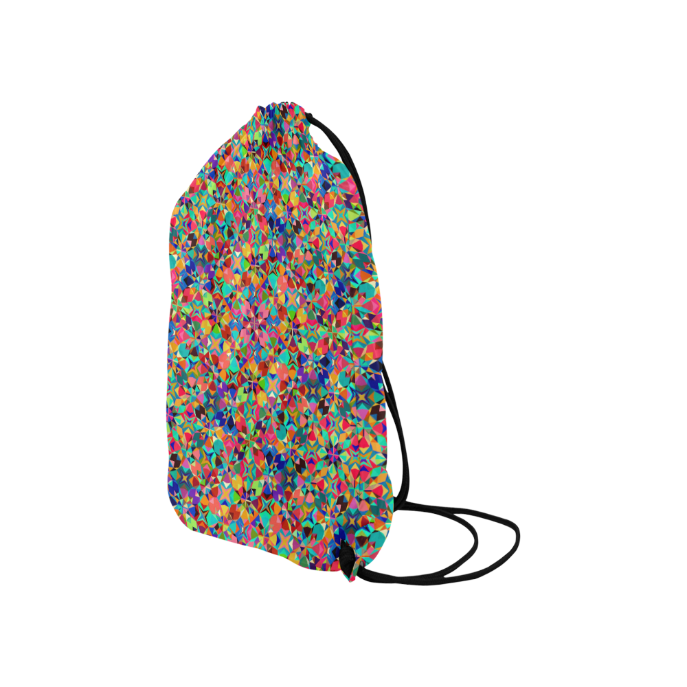 Multicolored Geometric Pattern Small Drawstring Bag Model 1604 (Twin Sides) 11"(W) * 17.7"(H)