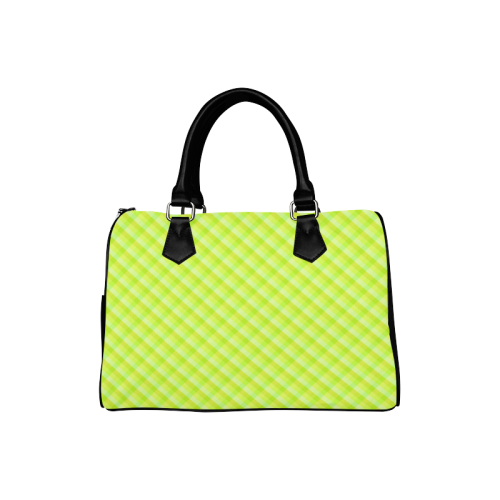Yellow and green plaid pattern Boston Handbag (Model 1621)