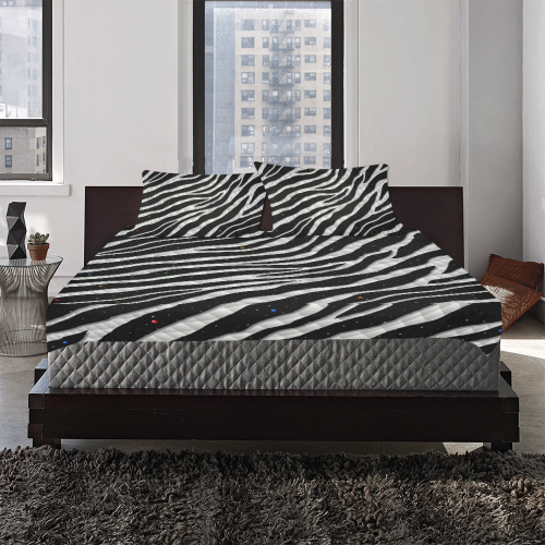 Ripped SpaceTime Stripes - White 3-Piece Bedding Set