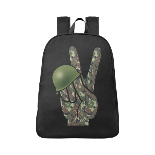 Forest Camouflage Peace Sign Fabric School Backpack (Model 1682) (Large)