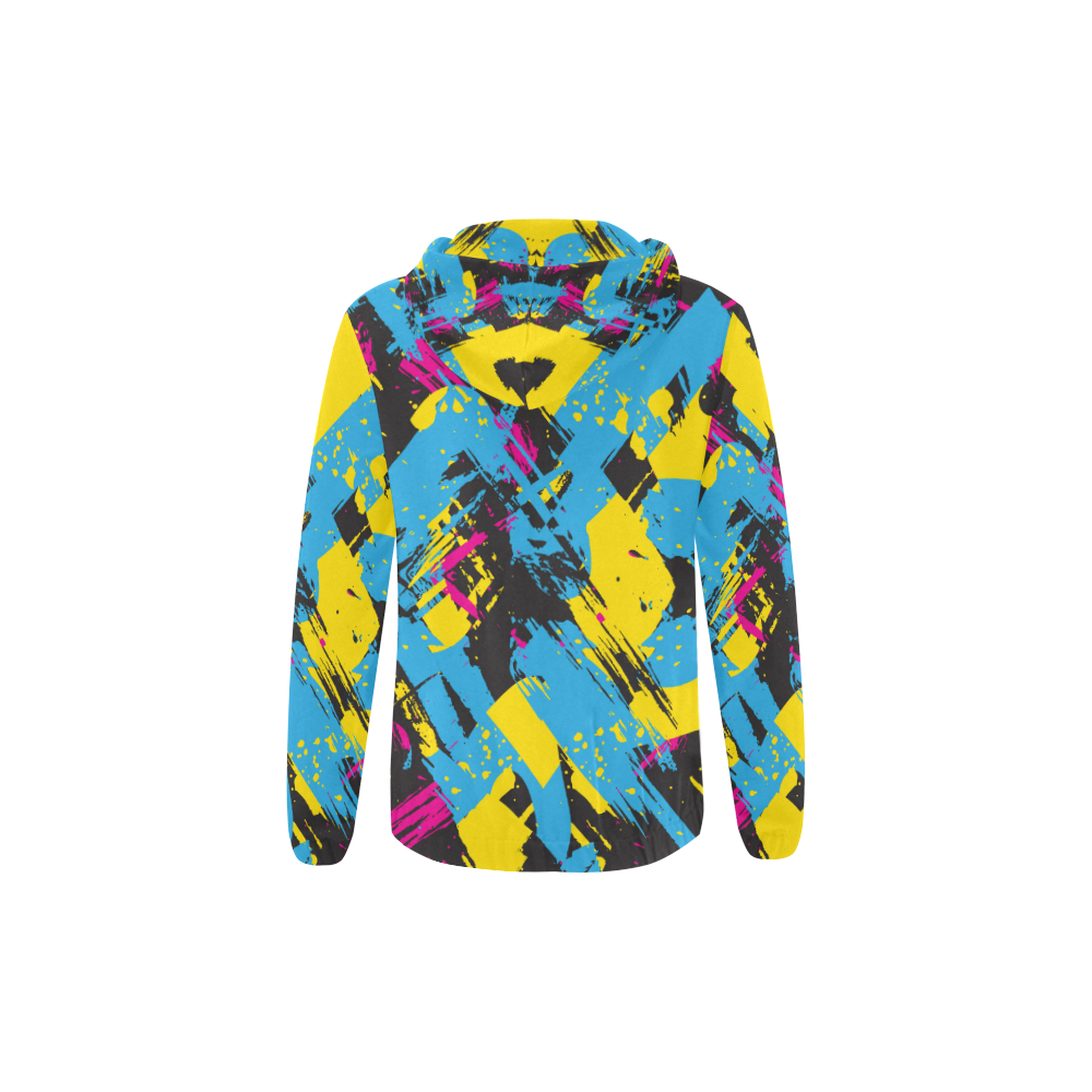 Colorful paint stokes on a black background All Over Print Full Zip Hoodie for Kid (Model H14)