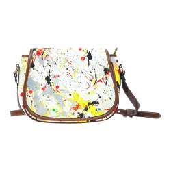 Yellow & Black Paint Splatter Saddle Bag/Small (Model 1649) Full Customization