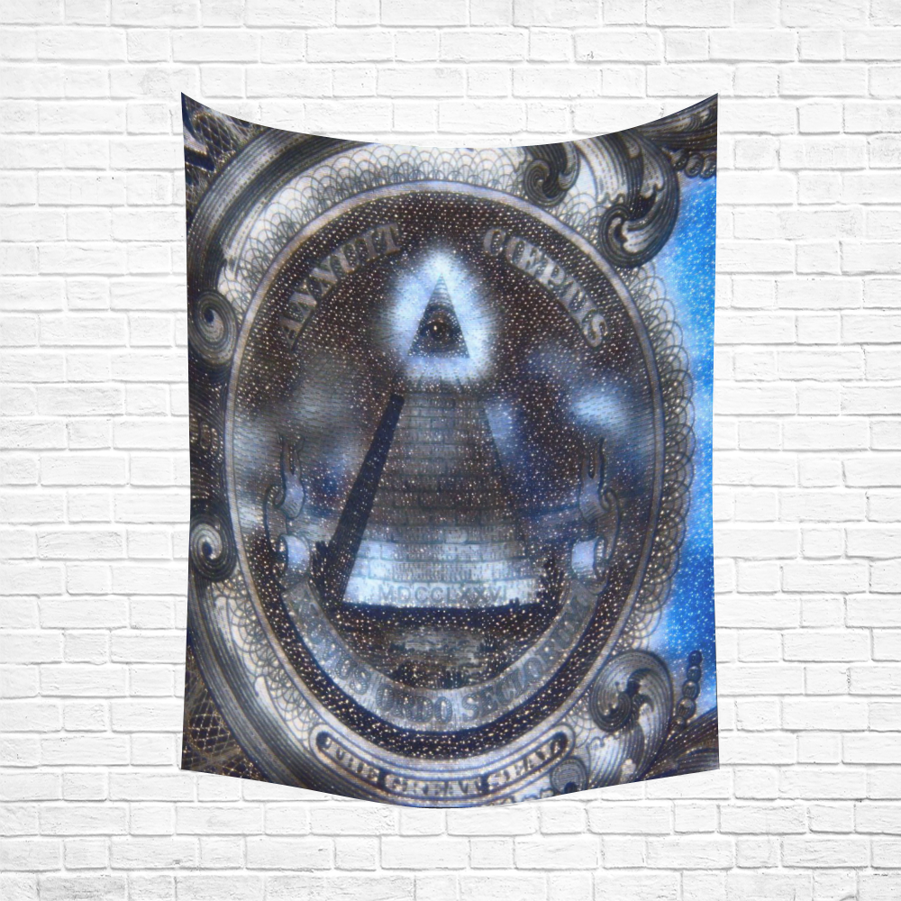 Illuminati Pyramid Space Symbol Black Light Cotton Linen Wall Tapestry 60"x 80"
