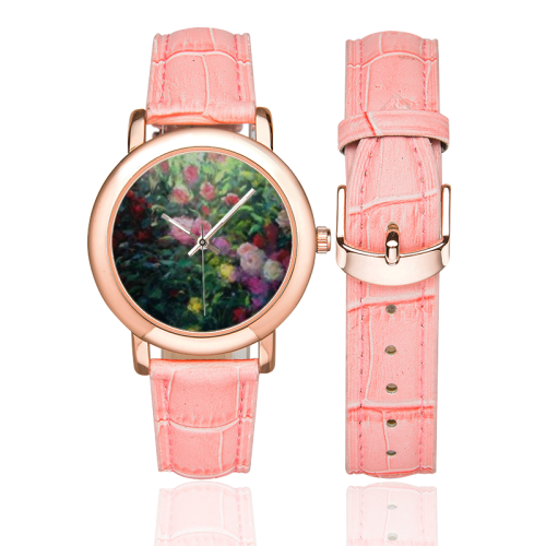 FLOWERS Women's Rose Gold Leather Strap Watch(Model 201)