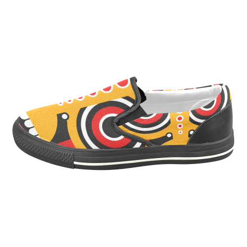 Red Yellow Tiki Tribal Women's Slip-on Canvas Shoes/Large Size (Model 019)