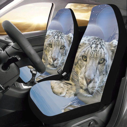Snow Leopard and Moon Car Seat Covers (Set of 2)
