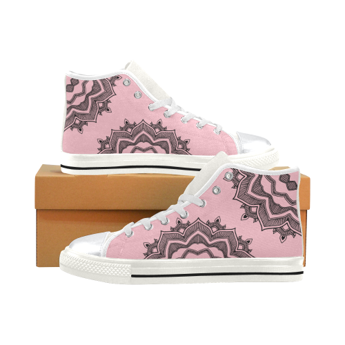 pink mandala canvas shoes High Top Canvas Shoes for Kid (Model 017)