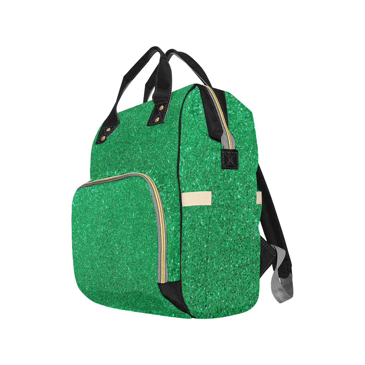 Green Glitter Multi-Function Diaper Backpack/Diaper Bag (Model 1688)