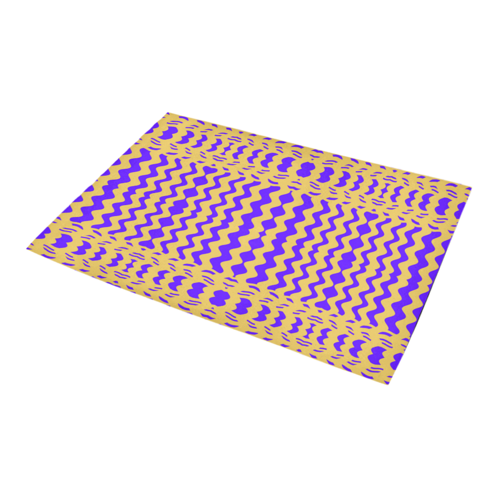 Purple Yellow Modern  Waves Lines Azalea Doormat 24" x 16" (Sponge Material)