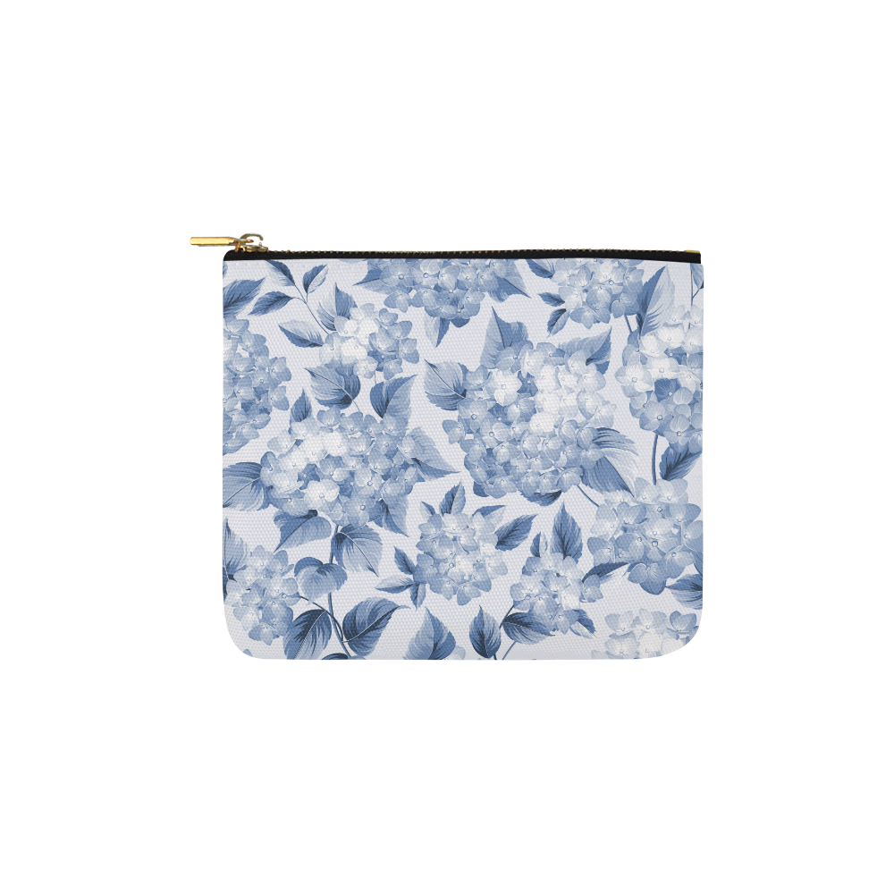 Blue and White Floral Pattern Carry-All Pouch 6''x5''