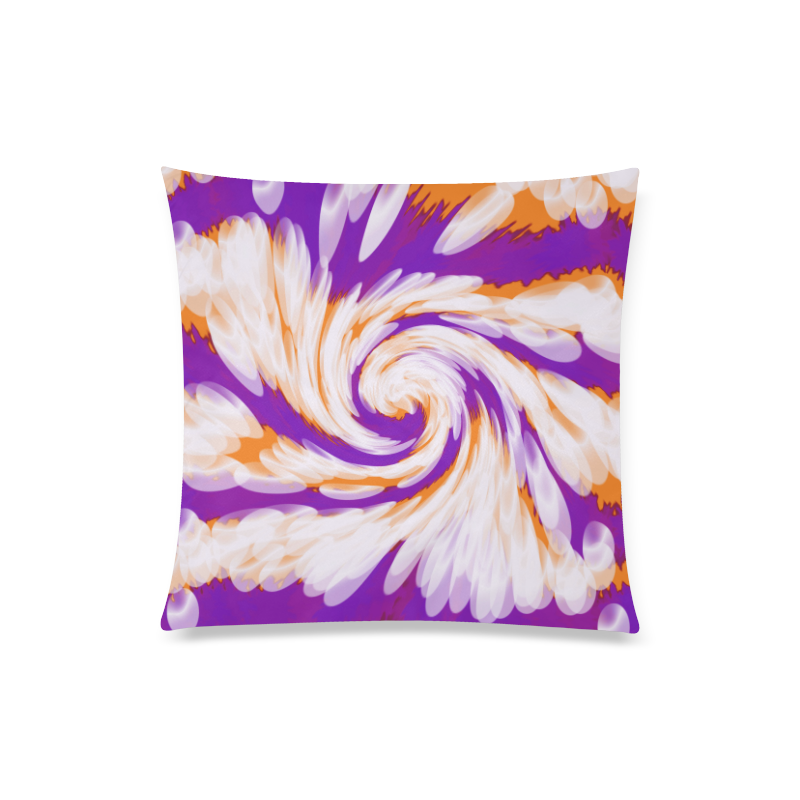 Purple Orange Tie Dye Swirl Abstract Custom Zippered Pillow Case 20"x20"(Twin Sides)
