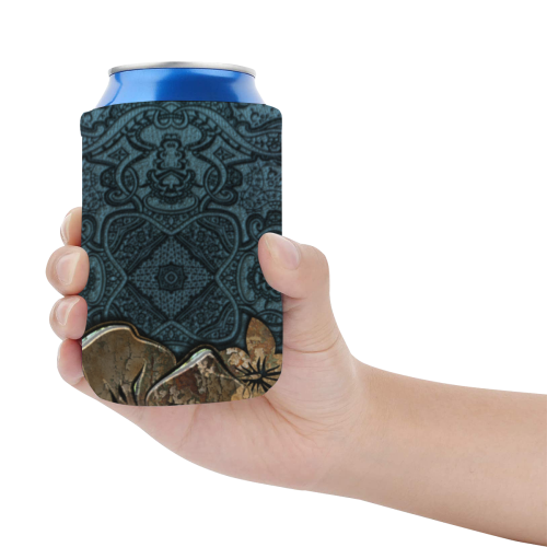 Beautidul vintage design in blue colors Neoprene Can Cooler 4" x 2.7" dia.