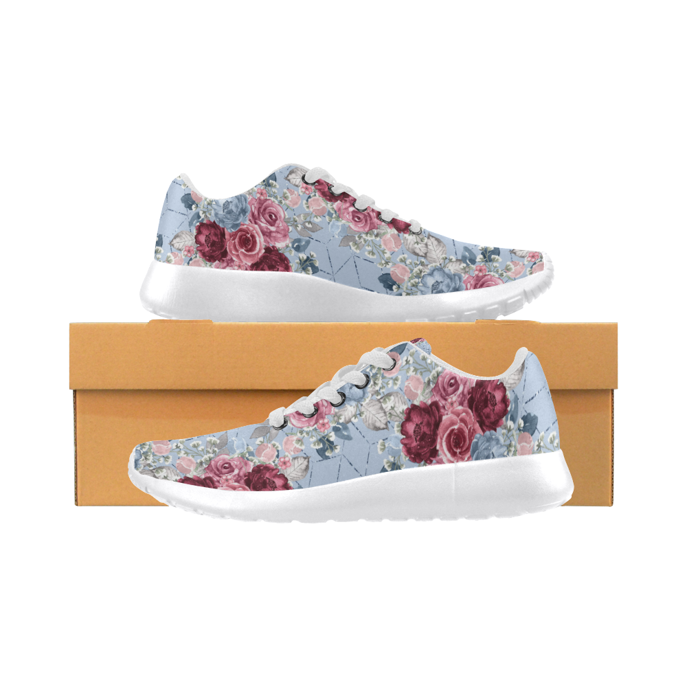 Burgundy Flower Bouquet Women’s Running Shoes (Model 020)