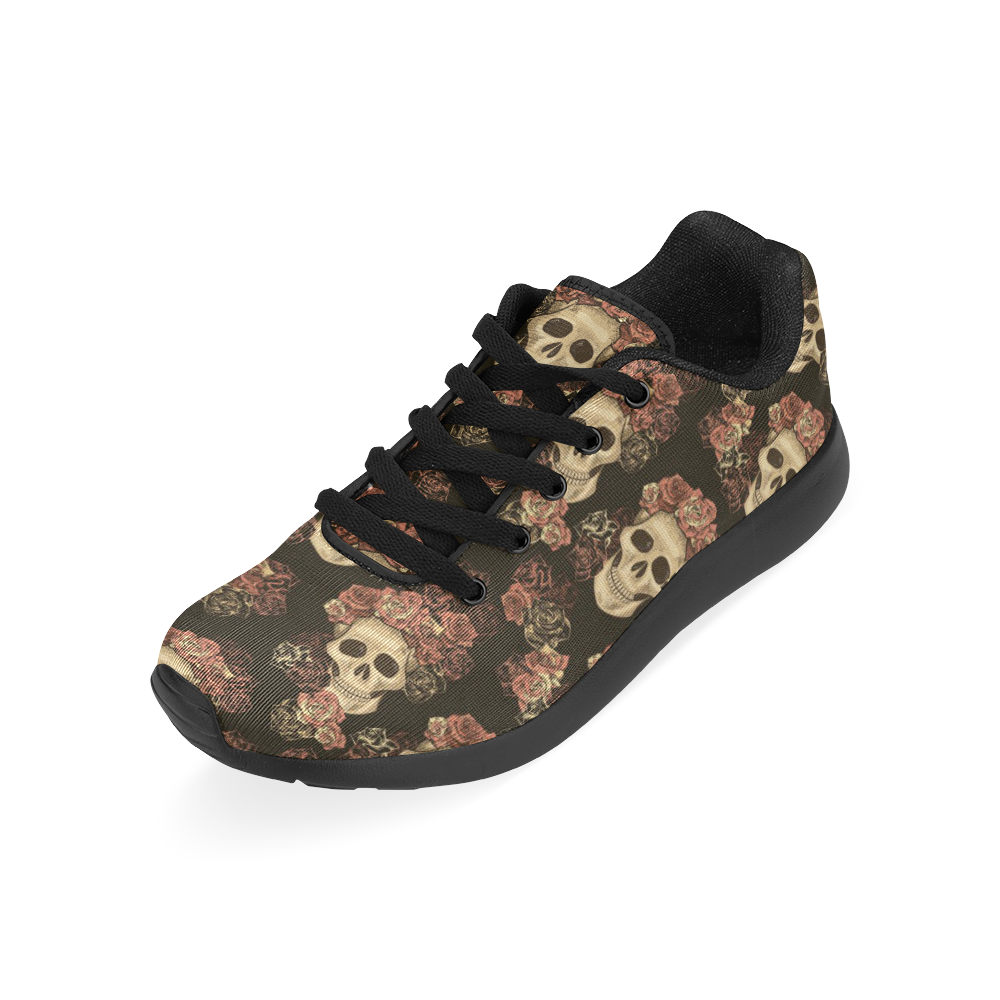 Skull and Rose Pattern Kid's Running Shoes (Model 020)