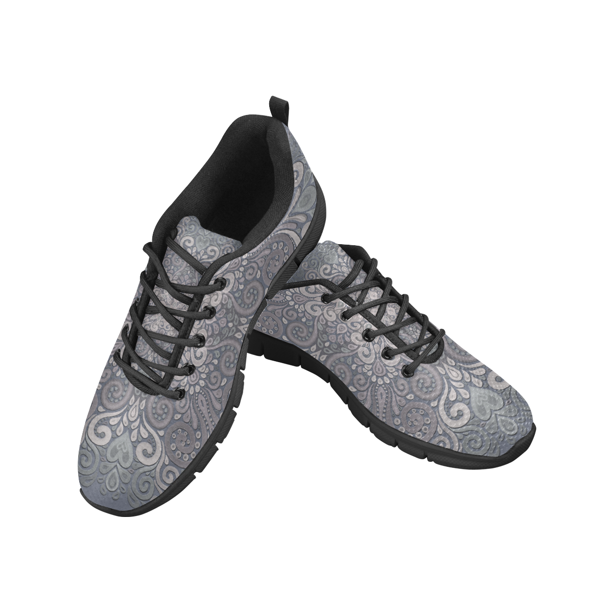 Vintage Ornate Gray - Green Powder Shades Mandala Women's Breathable Running Shoes (Model 055)