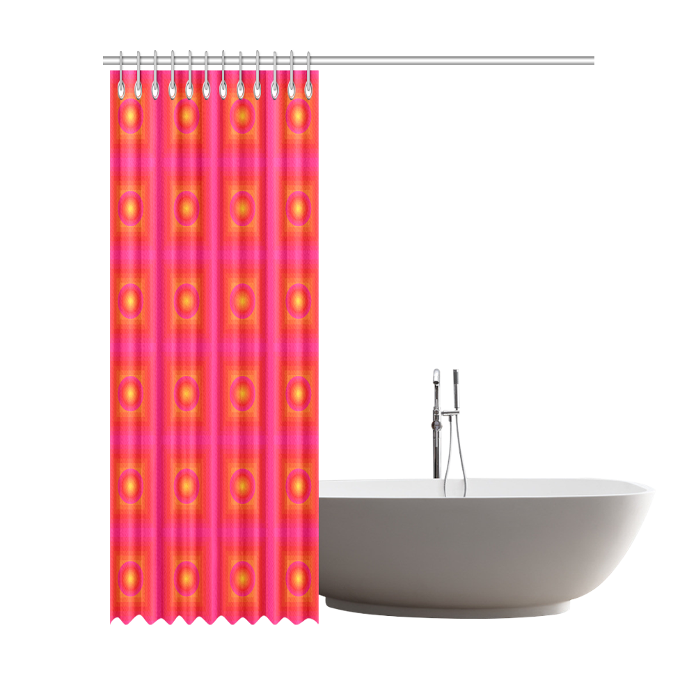 Pink yellow oval multiple squares Shower Curtain 72"x84"