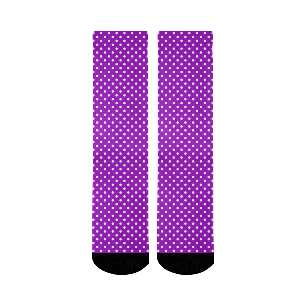 Lavander polka dots Mid-Calf Socks (Black Sole)