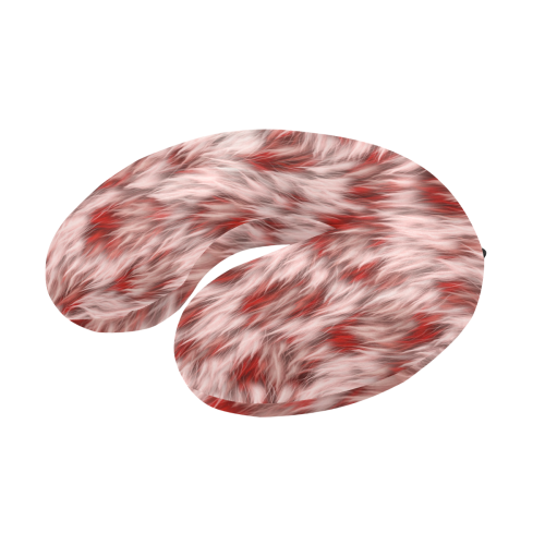 Red And White Fur U-Shape Travel Pillow