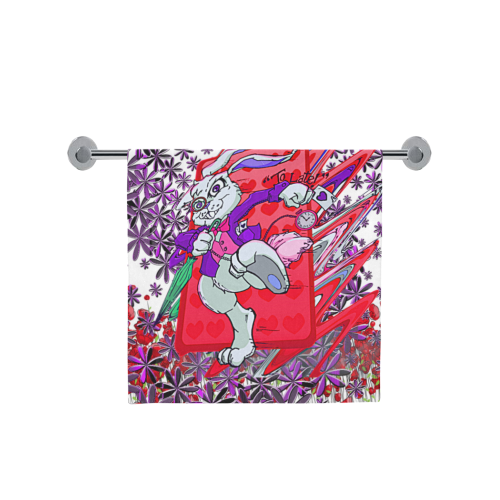 White Rabbit Inspired Fan Art Running Late Design Bath Towel 30"x56"