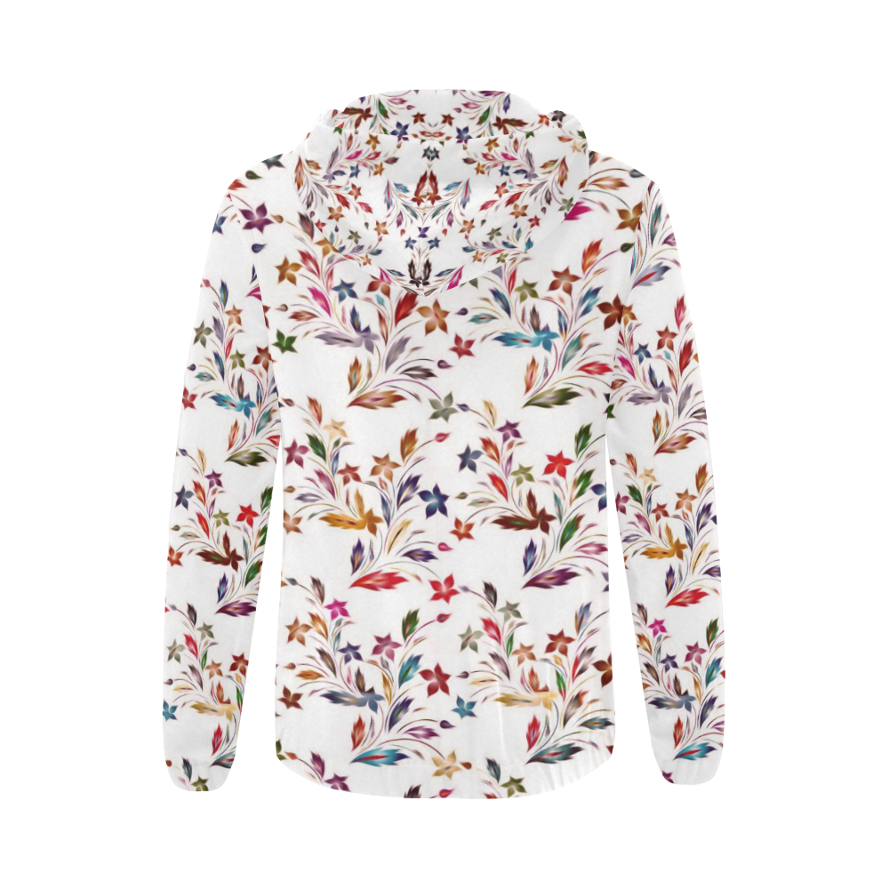 Vivid floral pattern 4182B by FeelGood All Over Print Full Zip Hoodie for Women (Model H14)