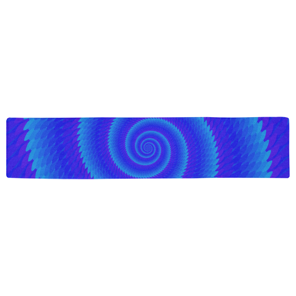 Royal blue spiral wave Table Runner 16x72 inch