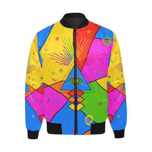 All Seeing Eye Popart All Over Print Quilted Bomber Jacket for Men (Model H33)