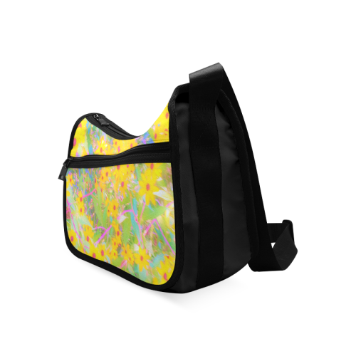 Pretty Yellow and Red Flowers with Turquoise Crossbody Bags (Model 1616)