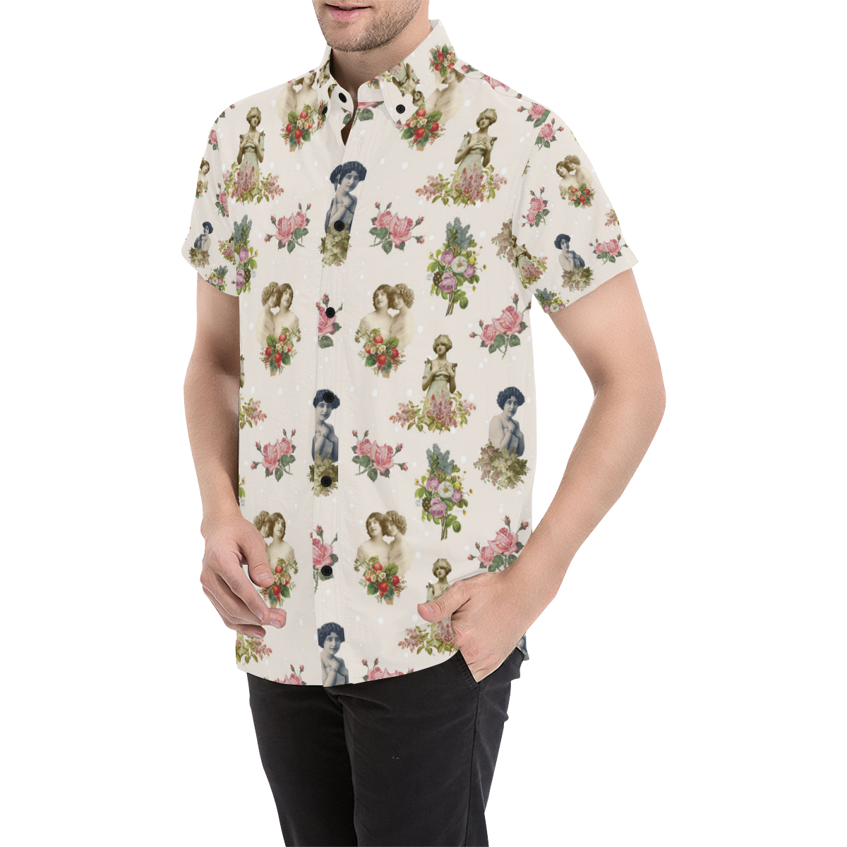 In love pattern Men's All Over Print Short Sleeve Shirt (Model T53)