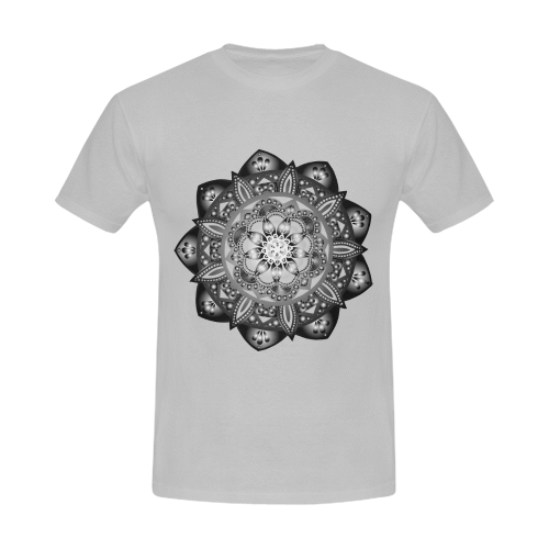 mandala black gradient mens tshirt Men's T-Shirt in USA Size (Front Printing Only)