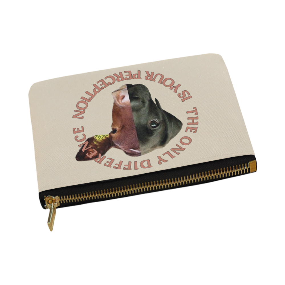 Vegan Cow and Dog Design with Slogan Carry-All Pouch 12.5''x8.5''