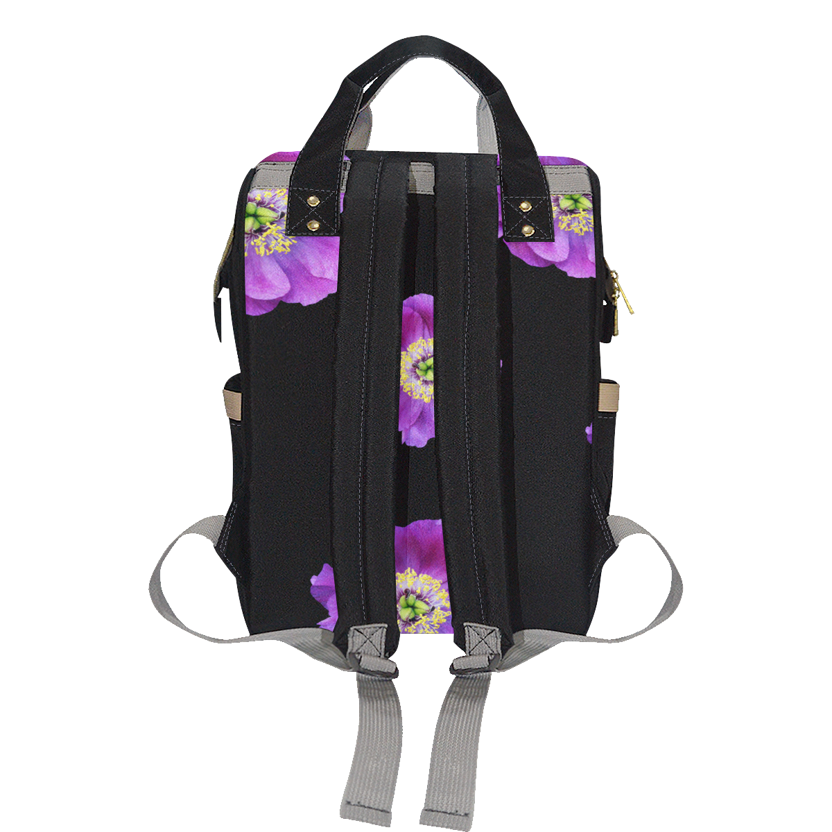 Fairlings Delight's Floral Luxury Collection- Purple Beauty 53086a9 Multi-Function Diaper Backpack/Diaper Bag (Model 1688)